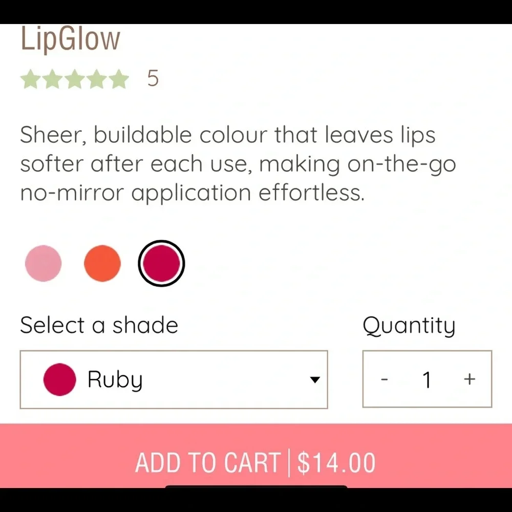 New in Box Pixi by Petra LipGlow in Ruby Red Full Size Lip Balm Paraben-Free